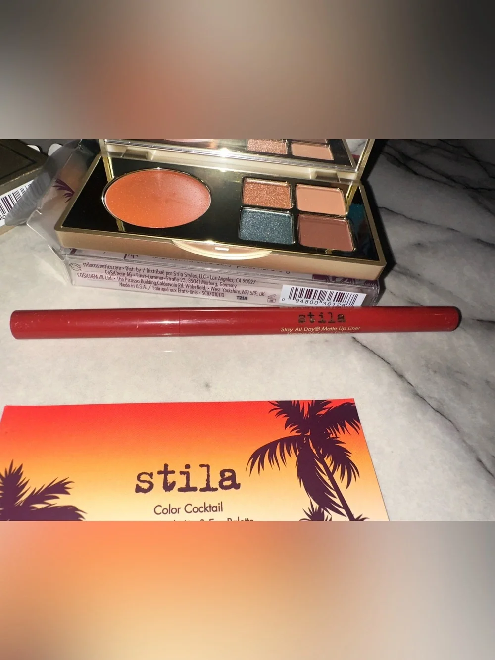 Stila Color Cocktail Palette & Lip Set — Orange, Gold, Green, Brown